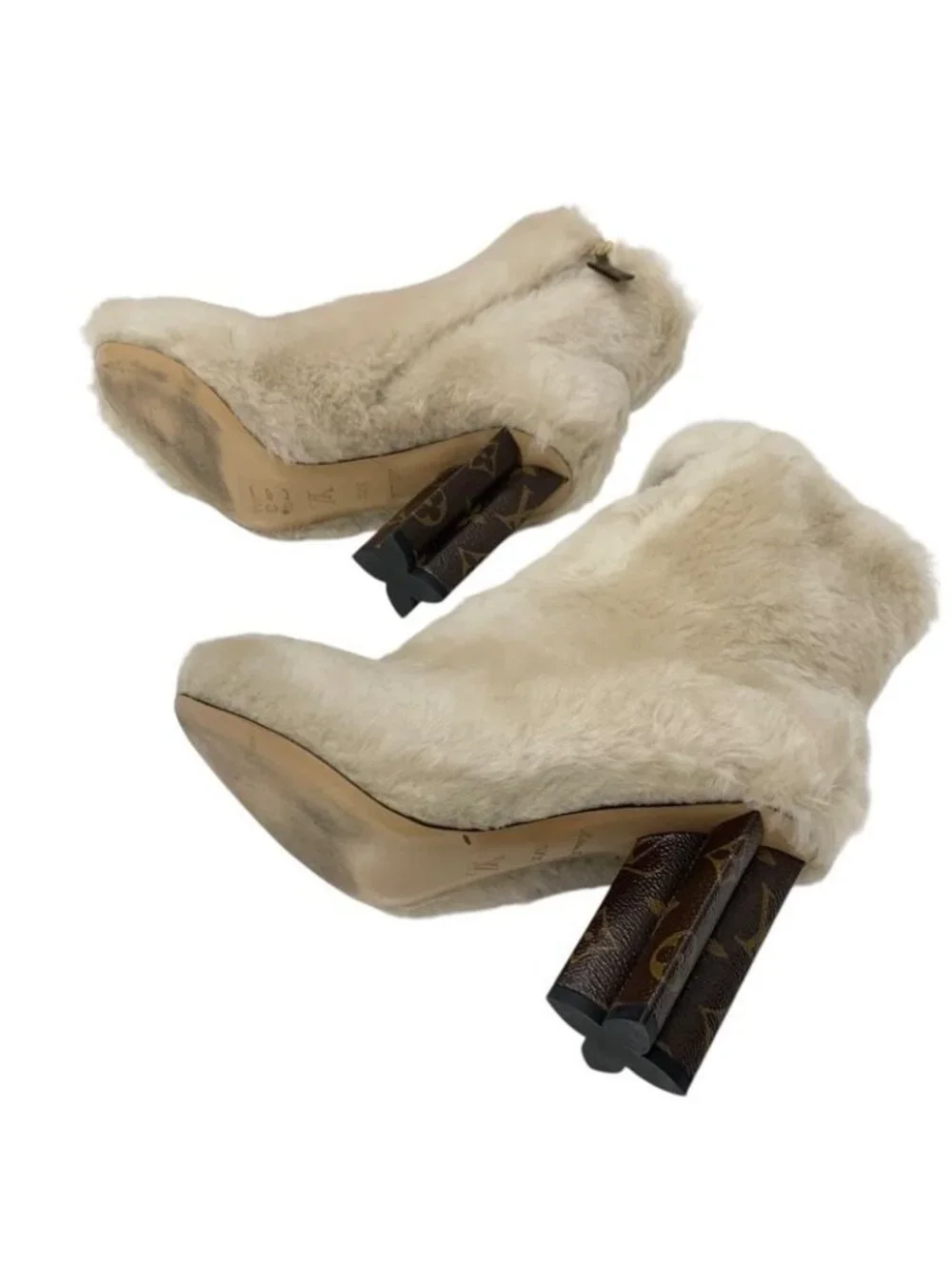 Louis Vuitton Silhouette Line Monogram Boots Short Shoes Fur Leather - Picture 6 of 9